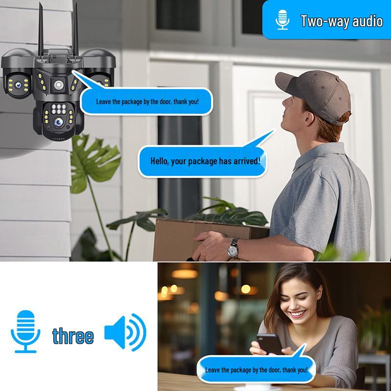 4G Wireless Outdoor Camera with Night Vision and Three-Screen Display for Home Use