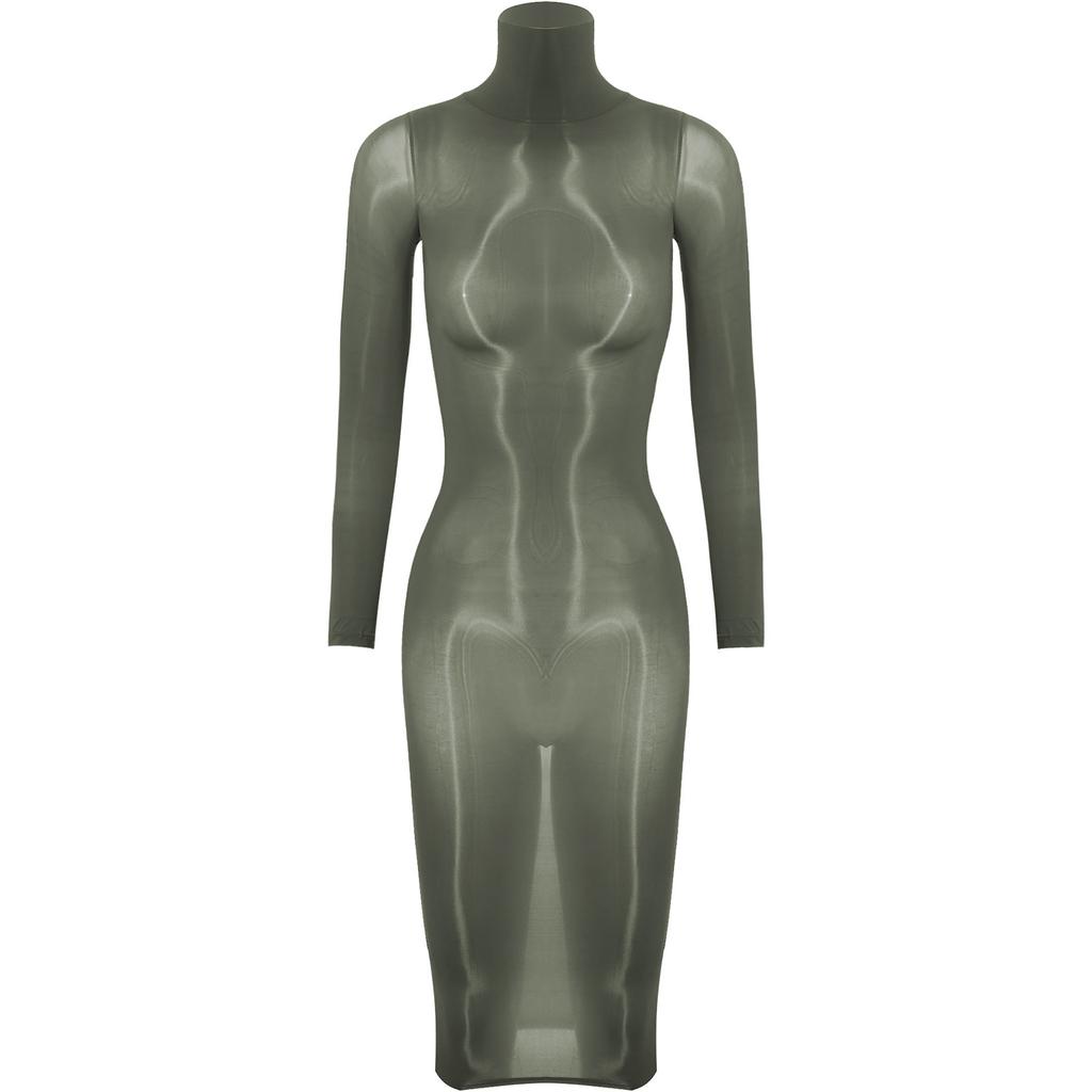 Womens Glossy Bodycon Lingerie Dress High Stretch Fabric Nightclub Attire