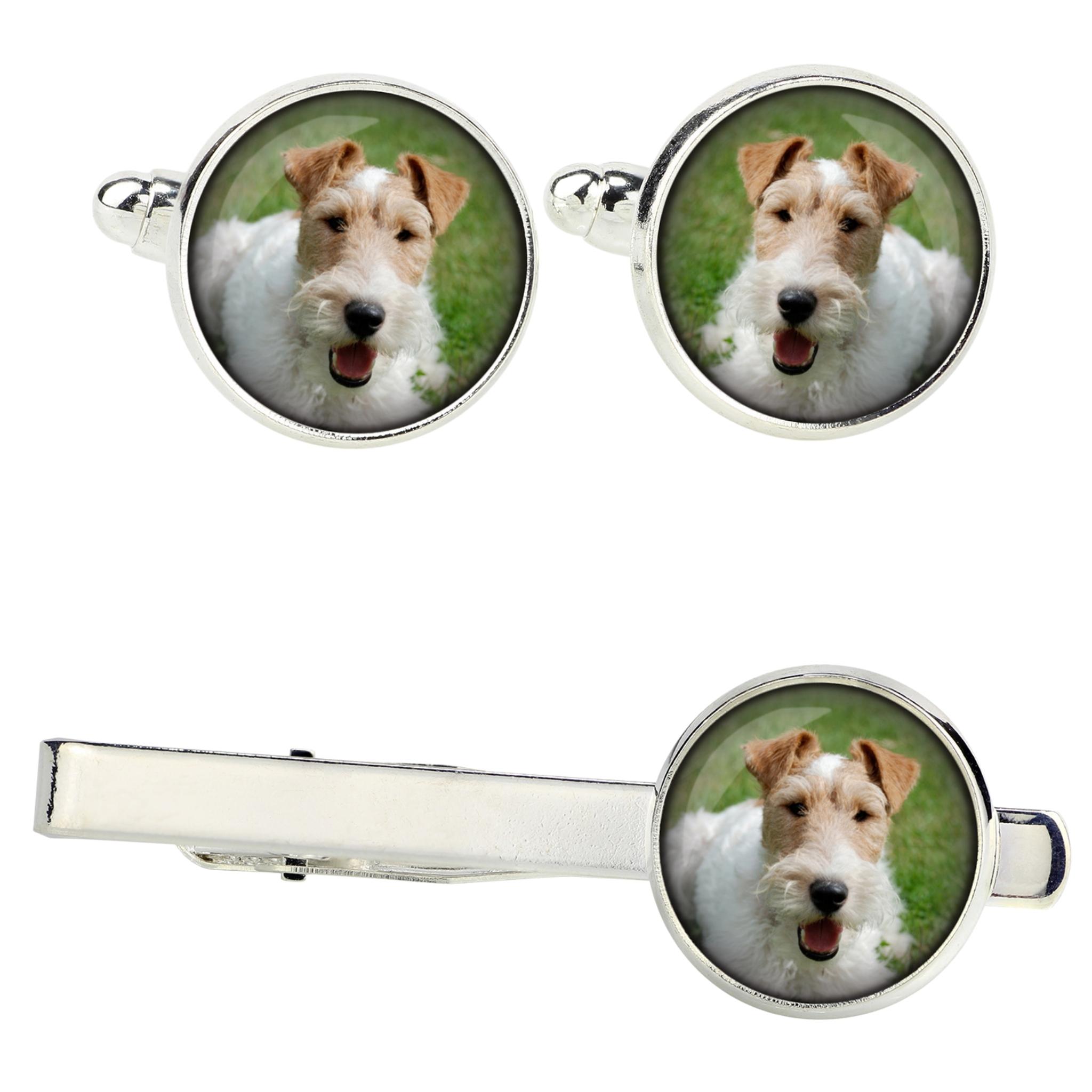 

Fox Terrier Wire - cufflinks and tie with your photo, a suit decoration, men s jewelry from the Art-Dog brand. срібний