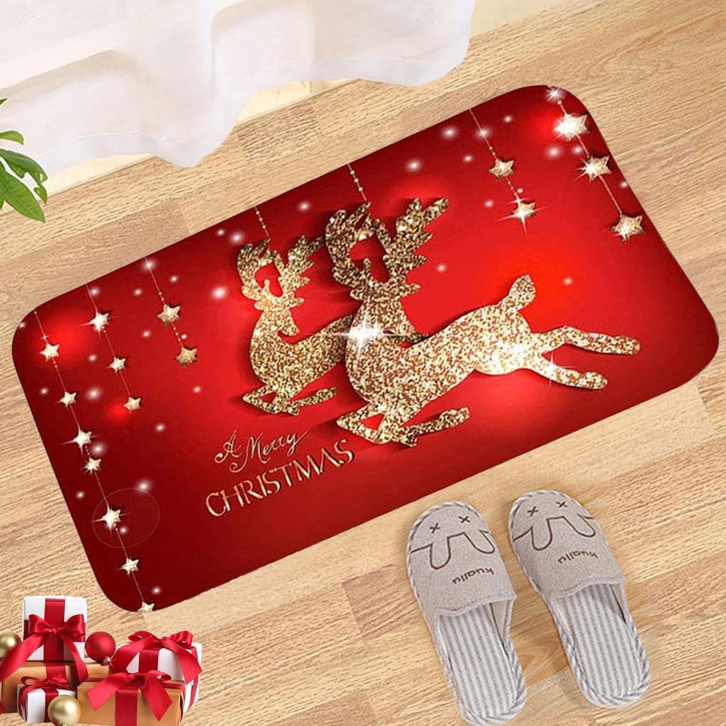 Christmas Holiday Welcome Rug Doormat Festive NonSlip Door Rug for Living Room Bedroom Kitchen Entrance Home Seasonal Decor