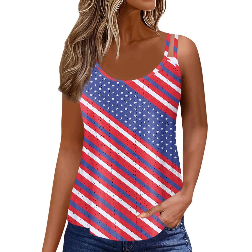 Women's Fashionable Casual Vest Printed U Neck Sleeveless Camisole Top