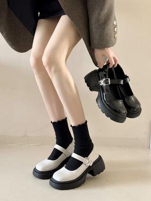Chaussures Femme Rétro Mode Chaussures Femme Sabots Plateforme Oxfords Style Britannique Ballerines Noires Robe d'Été Nouveaux Creepers Preppy Cuir Mary