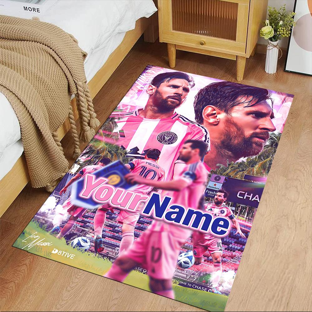 Messi Customize Your Name Carpet Design for Living Rooms Foyer Outdoor Game Room Antislip Carpet Decorate Offices Perfect Gift for Women/Men