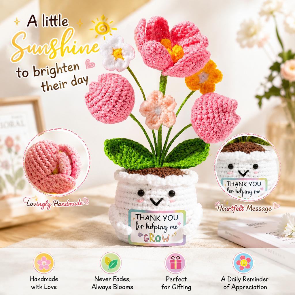 Bambola all'uncinetto Energia Positiva Tasca Abbraccio Fatto a Mano Maglia Peluche Patata Pianta Avocado Ape Tartaruga Anatra Divertente Regalo di Supporto Emotivo