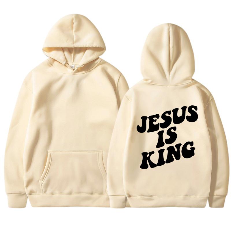 

Jesus Is King Hoodie Christian Faith Sweatshirt Jesus Saves Man Woman Harajuku Pullover Tops Streetwear 3XL