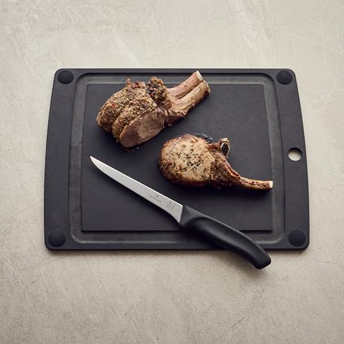 VICTORINOX Cutting Board, Dishwasher Safe, Heat Resistant, Camping, Rubber Wood, Made in the USA, Epicurean All-in-One Series, Medium, Black, 7.4125.3