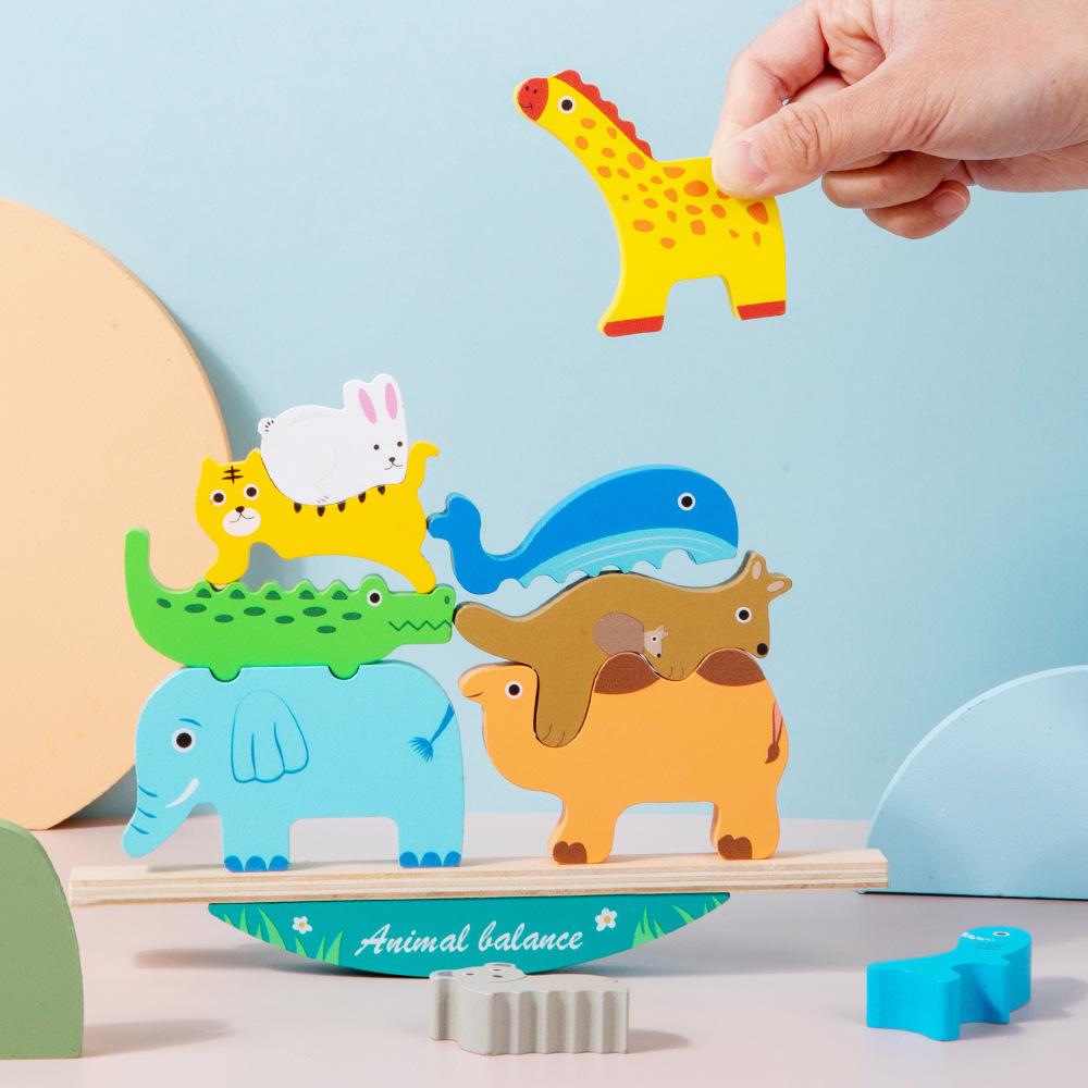 Animal Stack Music CE Wooden Balance Stack High Building Block Children's Early Education Educational Building Block Toy