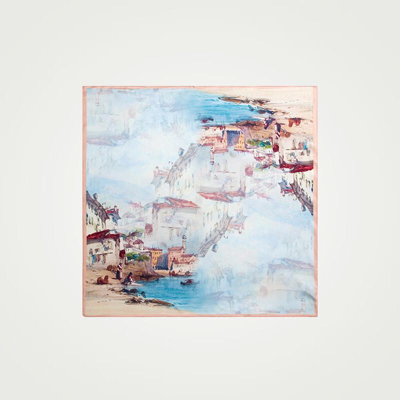 100% Mulberry Silk Double-Sided Printed Small Square Scarf