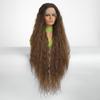 ALAN EATON Lace Front Super Long Brown Wavy Synthetic Wigs  Curly Wig for Women Cosplay Daily Natural Use Hair Heat Resistant Fiber