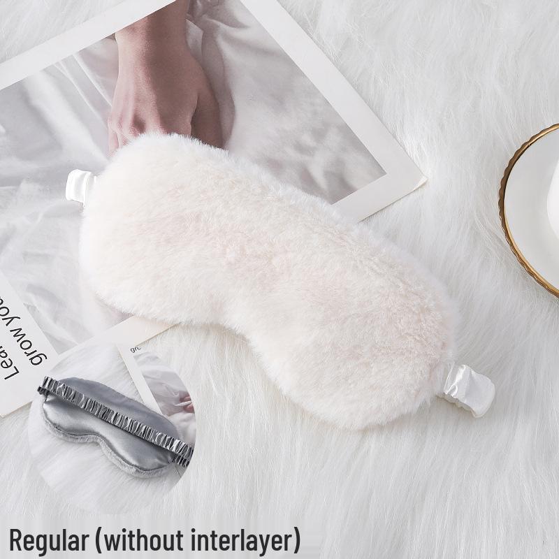 Blackout Rabbit Fur Sleep Mask - Soft, Breathable, Skin-Friendly, Plush Imitation Silk for Autumn/Winter Eye Protection.