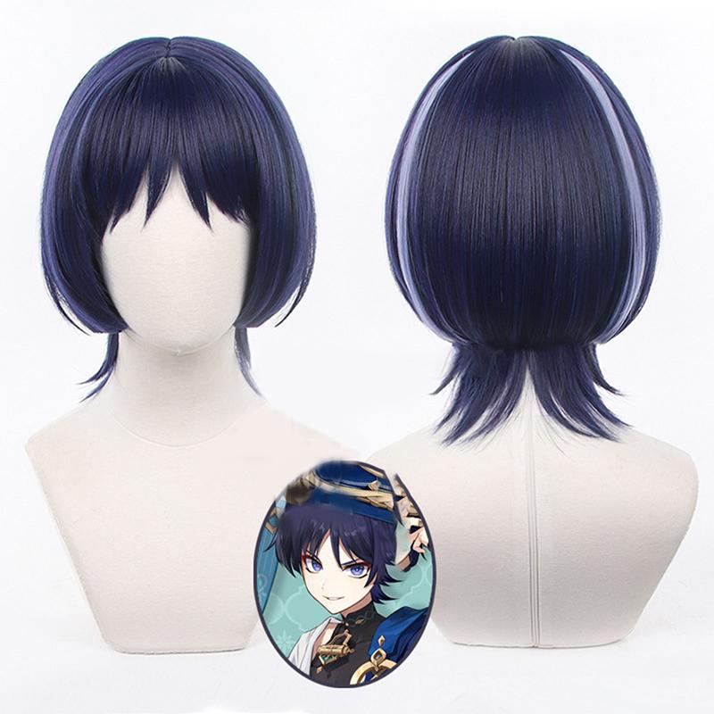 Genshin Impact Scaramouche Cosplay Perücke Vorgeformte Perücken Hitzebeständige Anime-Perücken