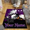 Custom 1Pc Halloween Skeleton Flannel Personalized Rug Non Slip Floor Mat Soft Carpet for Living Bedroom Office Home Decor Gift