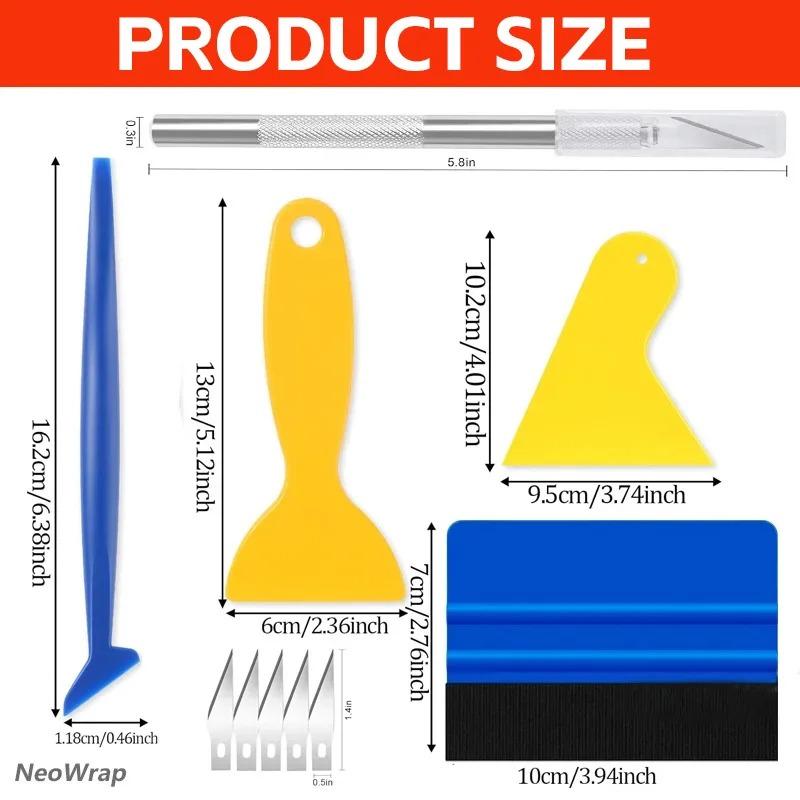 Car Felt Edge Squeegee Plastic Scraper Wallpaper Film Sticker Install Window Tint Tools Handheld Squeegee Kit for Glass Doors