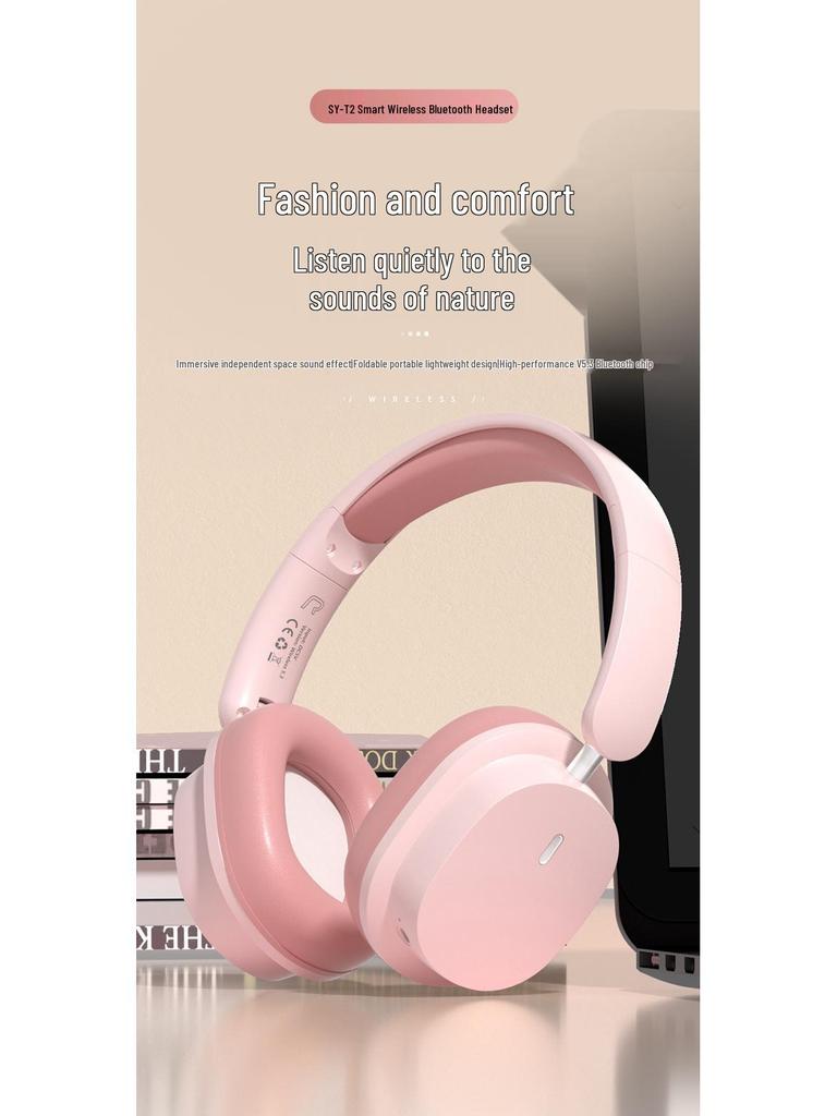 Trendy Over-Ear Wireless Bluetooth Headphones: Large Earcups, Noise-Canceling, Hi-Fi, E-Sports, Stylish and Portable Headset