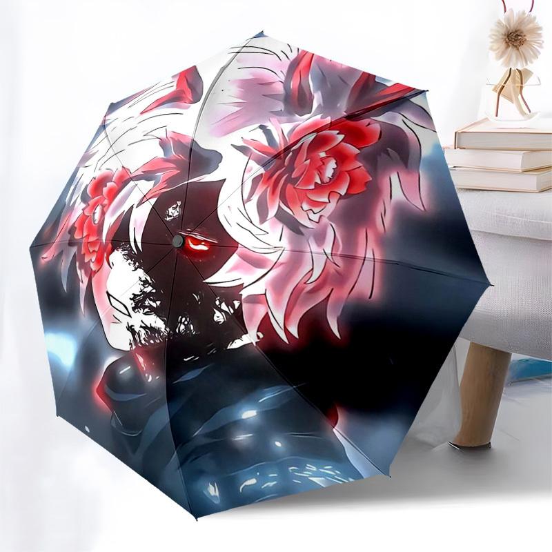 

1pc Floral Fox Head Design Automatic Folding Umbrella - Portable 3-Fold Design, 8-Bone Iron Frame Outdoor Umbrella, Ideal Gift for Fans, Travelers, Da