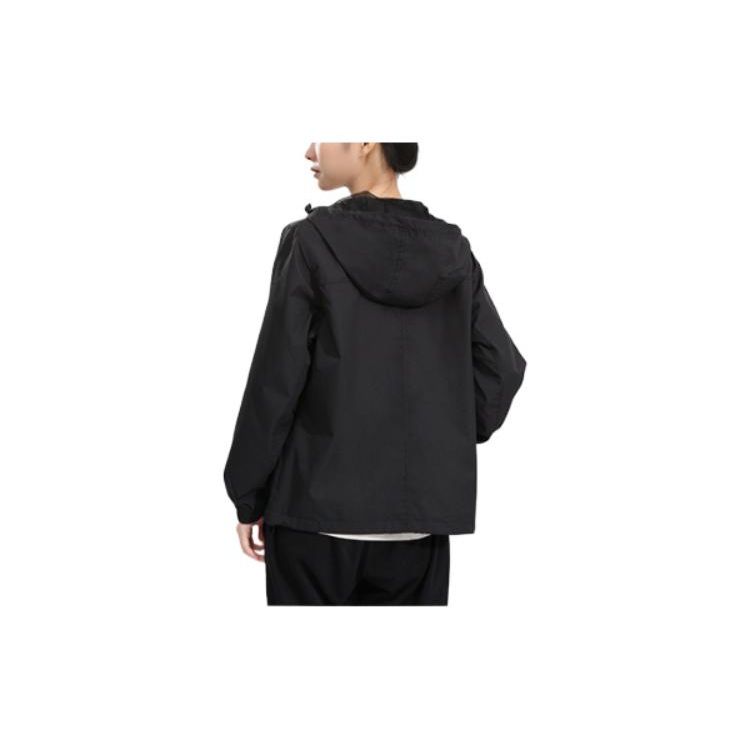 Li Ning Logo Printed Zip-Up Hoodie Women jackets Black AFDR832-6