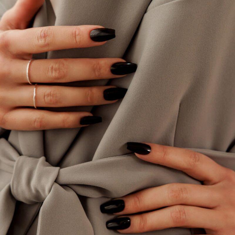 Reusable Nail Tips Chic Black (Coffin)