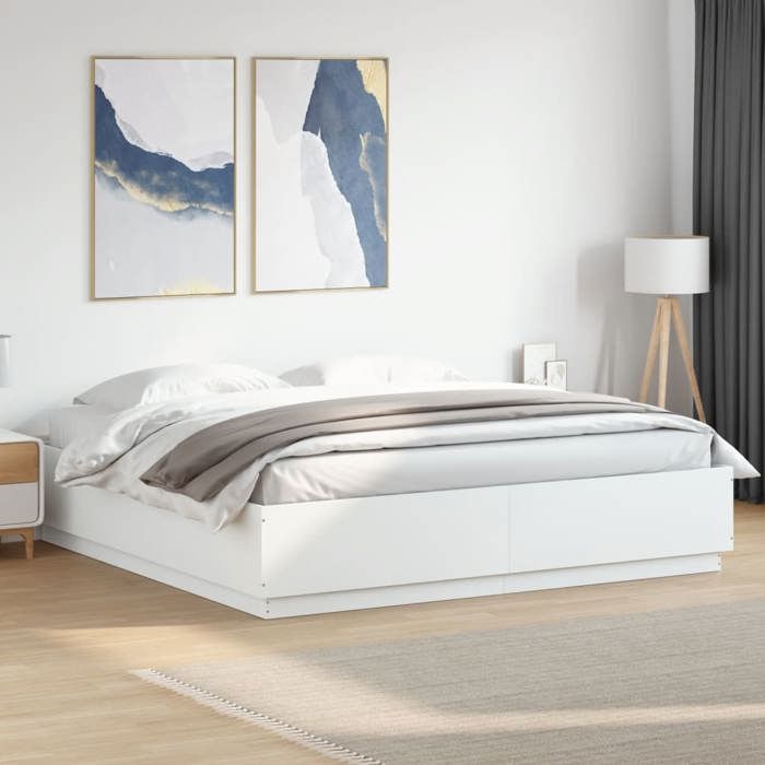 VidaXL Bed Frames, Double Bed with Slat Base, Adult Bed, Bedroom Furniture, Modern, White 180x200 Cm 3209681