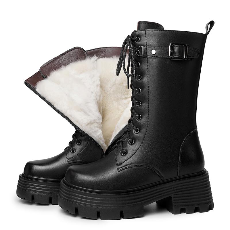 

Fashion AIYUQI Women s Winter Shoes 2025 New Genuine Leather Women s Biker Boots Large Size 41 42 43 Warm Platform Women s Snow Boots 43