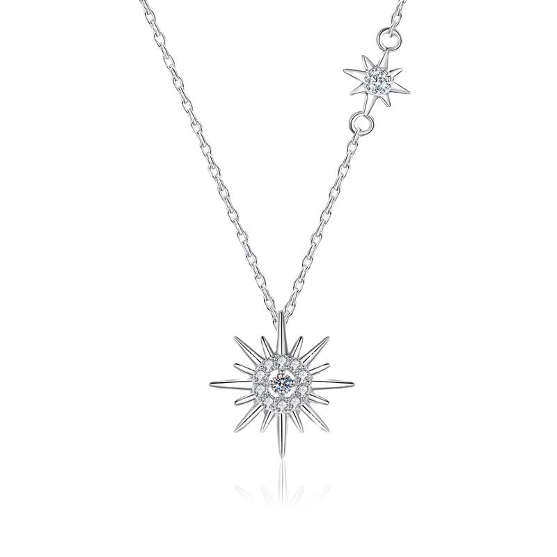 

Tezzc Moissanite Lab Diamond Pendant Necklace for Women Men 925 Sterling Silver Sun Flower Party Fine Jewelry Wholesale