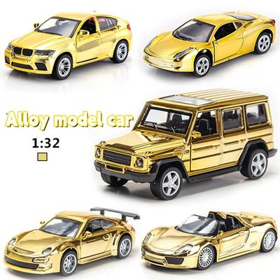 1:32 Alaşım Model Araba Nadir Altın Rengi Süper Araba Erkek Çocukları İçin Kapısı Açılan Metal Araba Çocuk Oyuncakları Noel Hediyesi