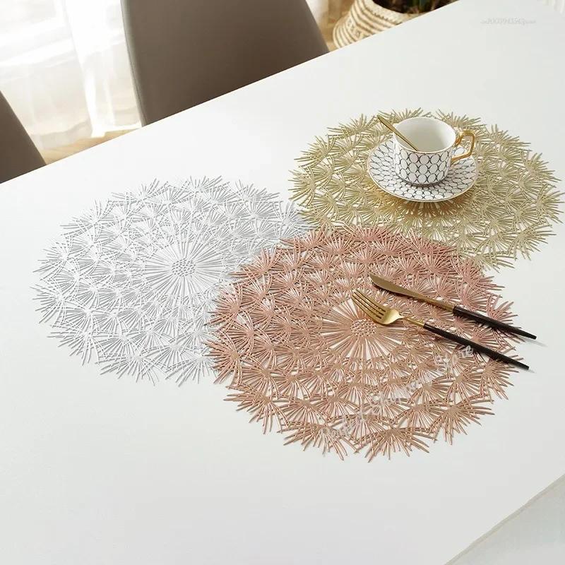 Set of 2 PVC Placemats Hollow Out Leaf Flower Table Mat for Dining Table Centerpiece Wedding Christmas Decor Place Mats Coasters