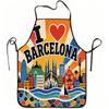 1pc I Love Barcelona Apron Suitable for Cooking, Gardening & Barcelona-Themed Gifts - Adjustable Waistband, Durable Easy-Clean Polyester Apron with Ba