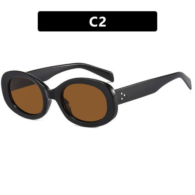 New In Oval Sunglasses for Men Women Fashion Retro  Design Shades Eyewear Female Candy Color Goggle Sun Glasses