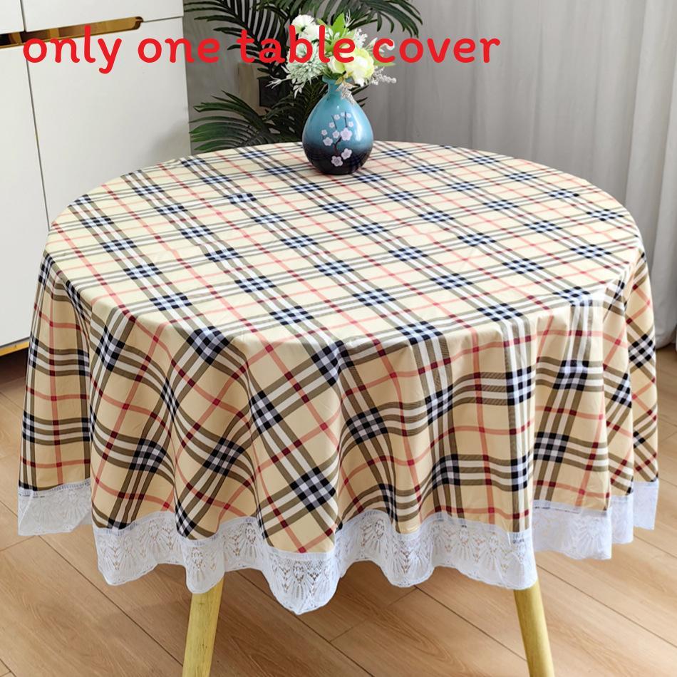 Round Tablecloth Pvc Waterproof Oilproof Dustproof For Home Kitchen Dinner Party Use