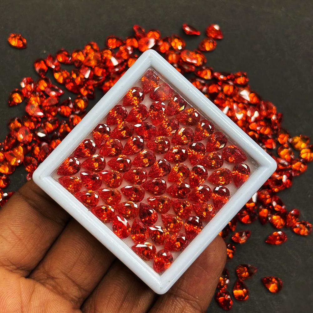 Natural Orange Sapphire Loose Gemstone 7x5 mm 6 pcs Pear Cut Lot September Birthday Birthstone