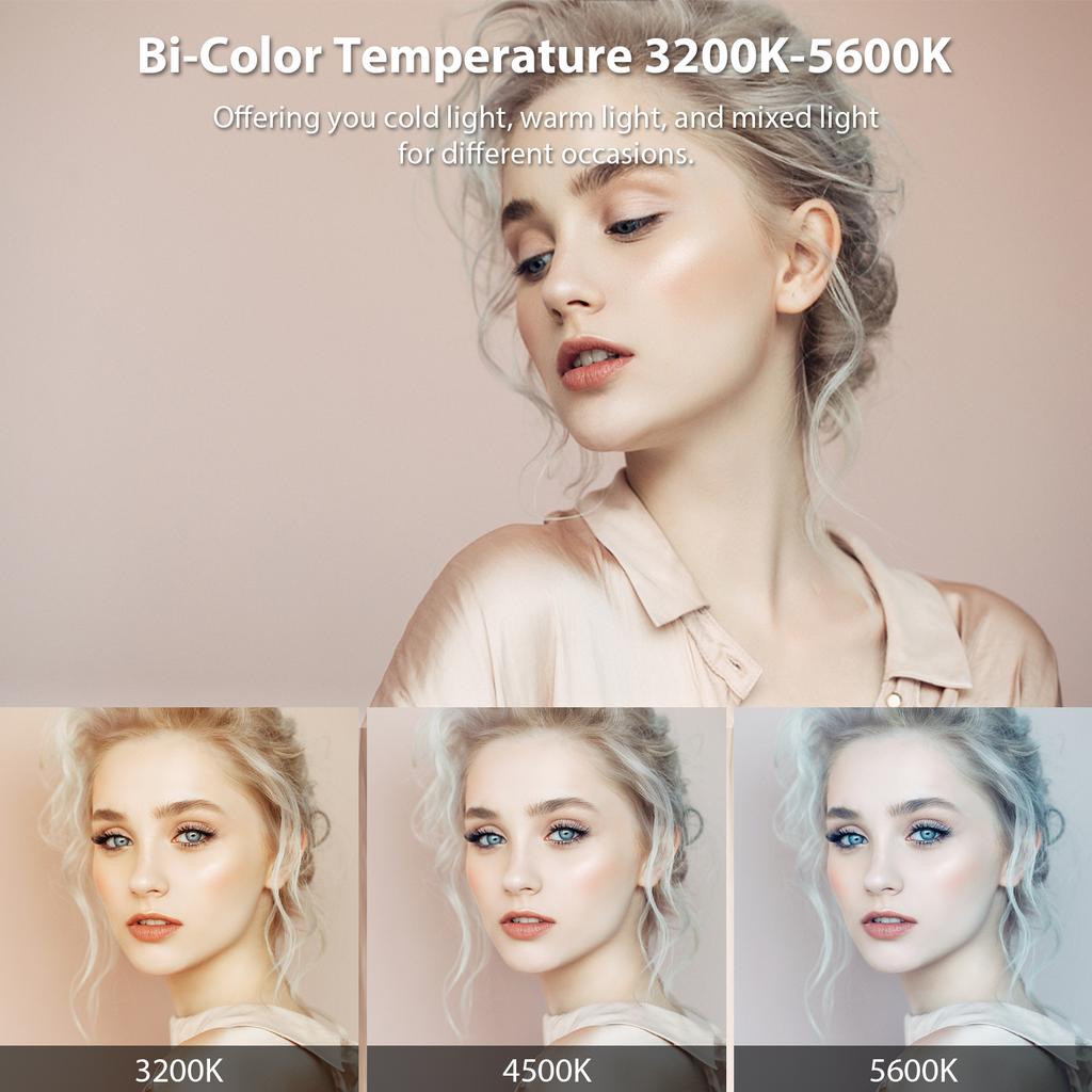 12W LED Video Light Photography Light 144PCS Lamp Beads Bi-Color Temperature 3200K-5600K Dimmable