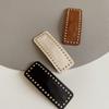 Leather Button Nail Hairpin Rectangular Bb Clip 2025 New Hair Accessories Korean Jewelry Hairpin Back Head Clip