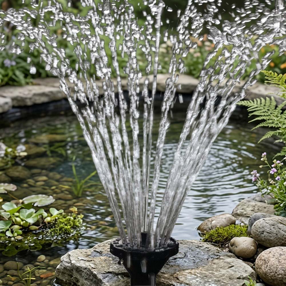 9 Component Fountain Nozzle System Compatible with Submersible Pumps for Pond Aquarium and Outdoor Fountain Water Circulation