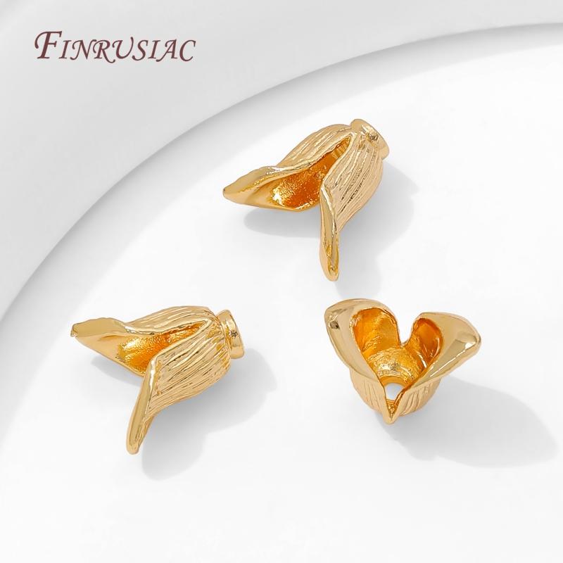 18K Gold Plated Brass Cap For Beads,Flowers Caps,DIY Earrings Making Supplies,Jewelry Materials