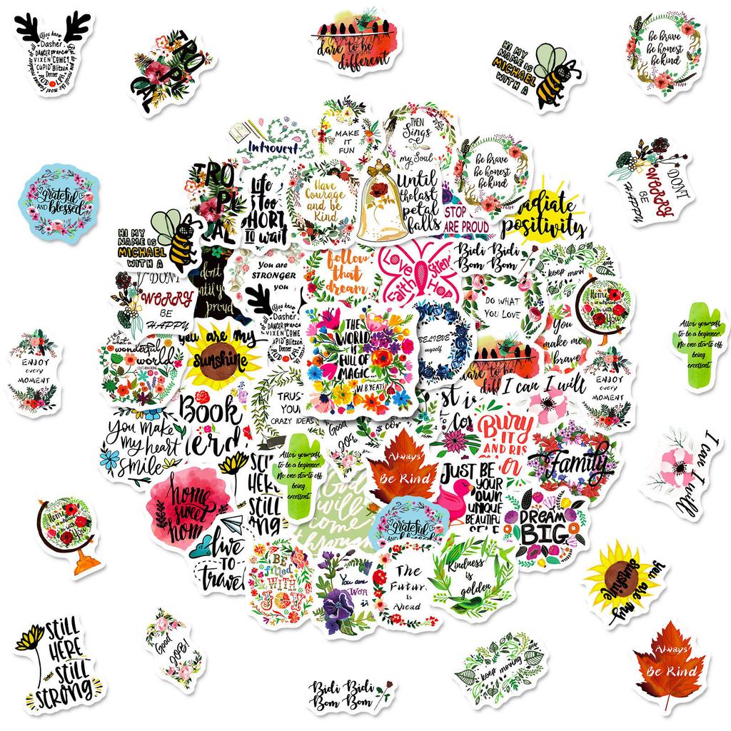50 Small Size 4cm Inspirational Text Sentences Graffiti Sticker Trolley Box Notebook Paper Pallet Box English Sticker