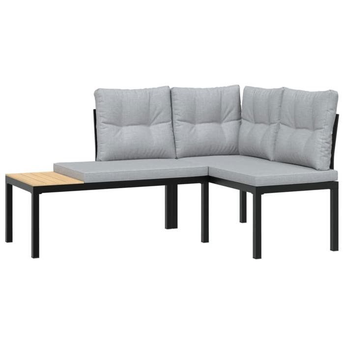VidaXL Ensemble de banc de jardin avec coussins 3 pcs noir, ensemble de meubles d’extérieur, ensemble de pique-de jardin, 3283648