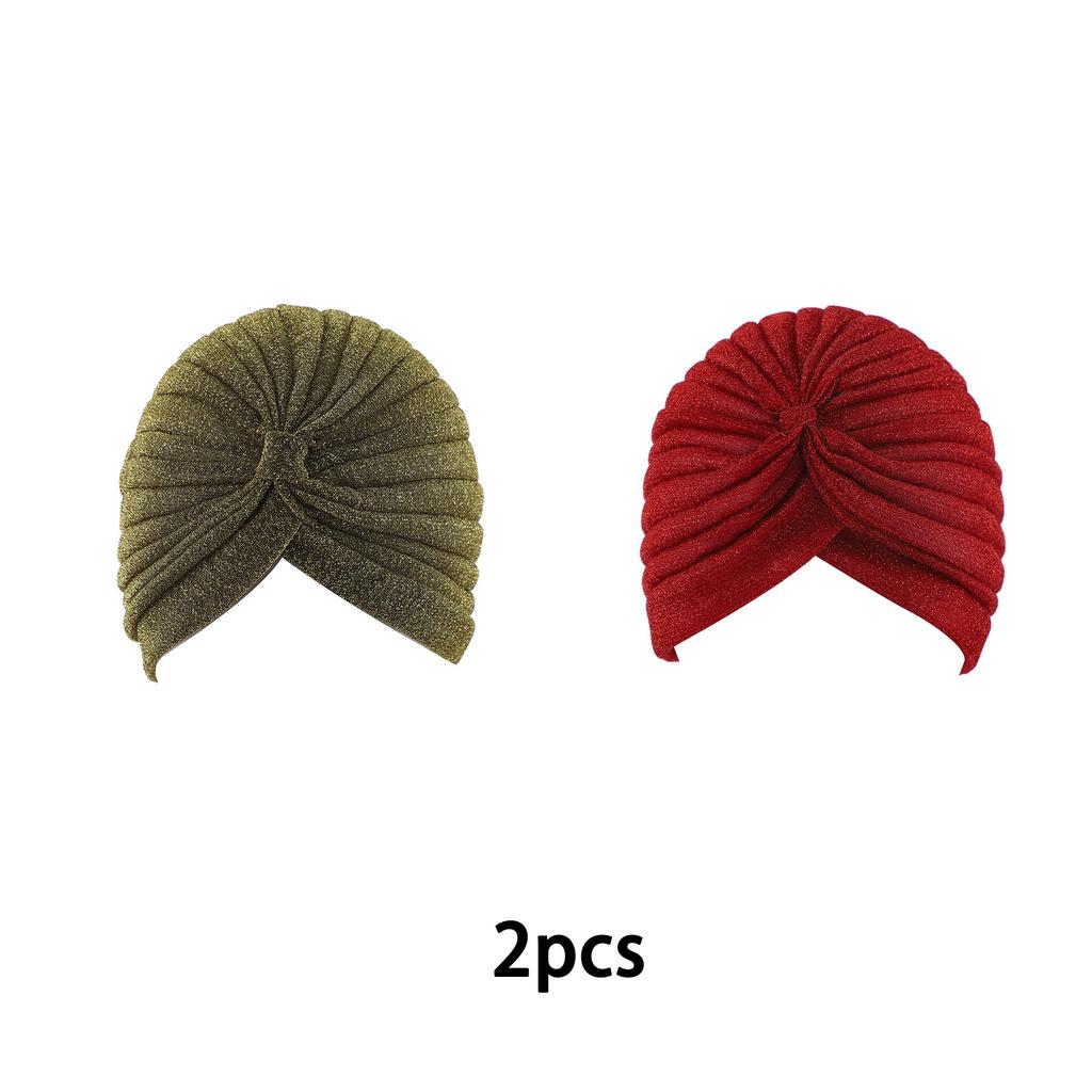 Wholesale Gold Shiny Indian Hat Vintage Wide-brimmed Headscarf Hat for Women Simple Elastic Turban Hat