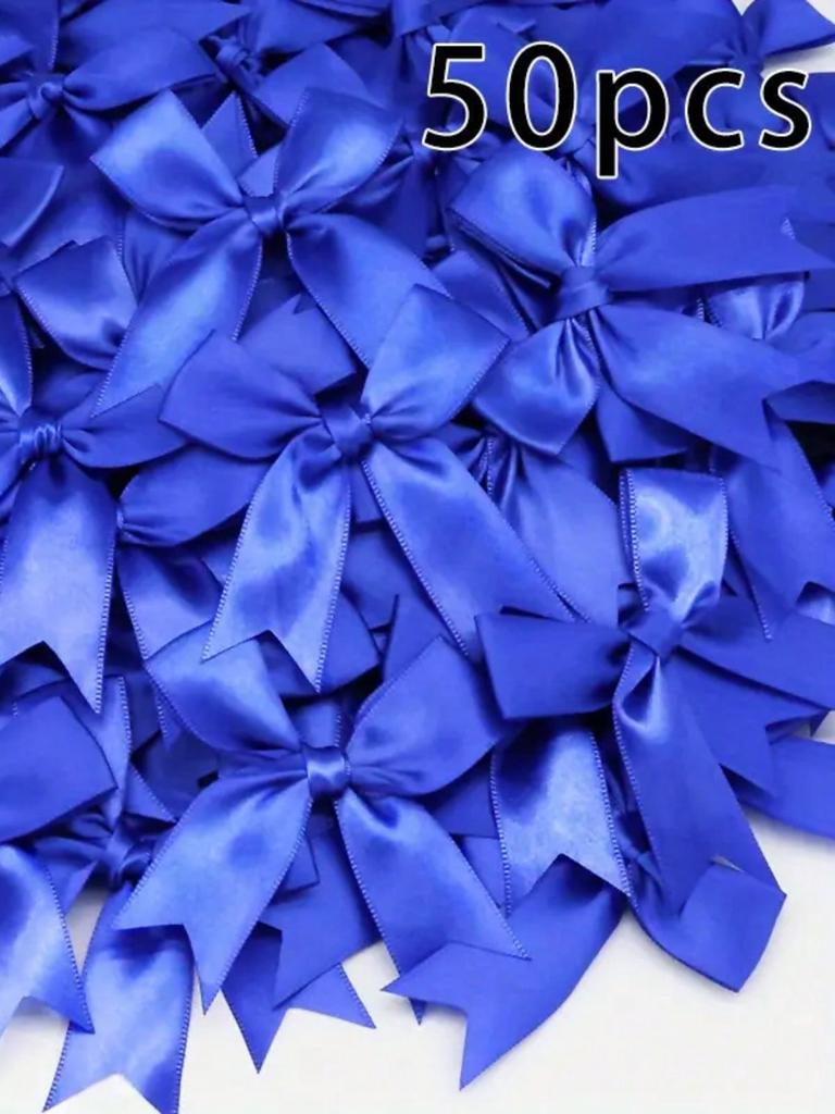 50pcs, Ribbon Bow Craft Bow Pink White Floral Gift Tie Wedding Decoration Bow Bow DIY Birth Party Baking Decoration