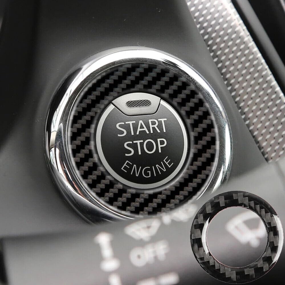 Carbon Fiber Interior Engine Start Stop Push Button Cover Trim for Infiniti Q50 Q60 2014- Carbon Fiber Interior