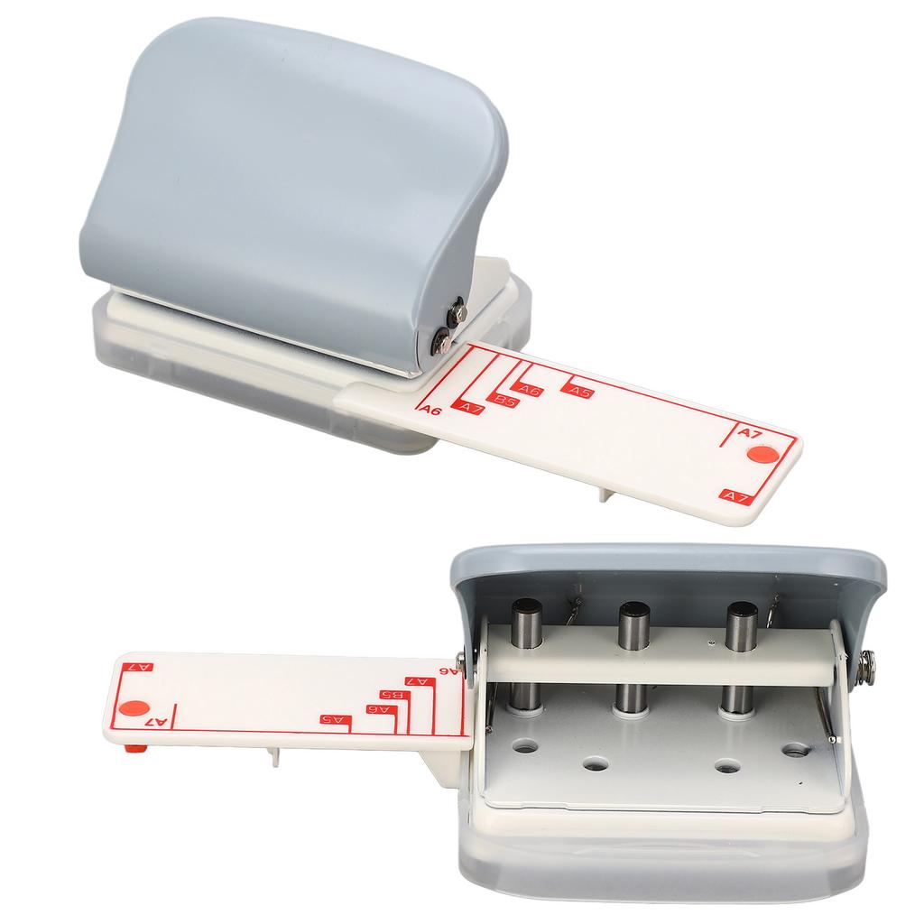 Hole Puncher Portable Handheld Loose Leaf 3 Hole Punch 5 Sheet Capacity for Scrapbook