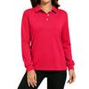 Women's Long Sleeve Button Down Color Blouse with Pockets and Side Slits Casual Collared Top