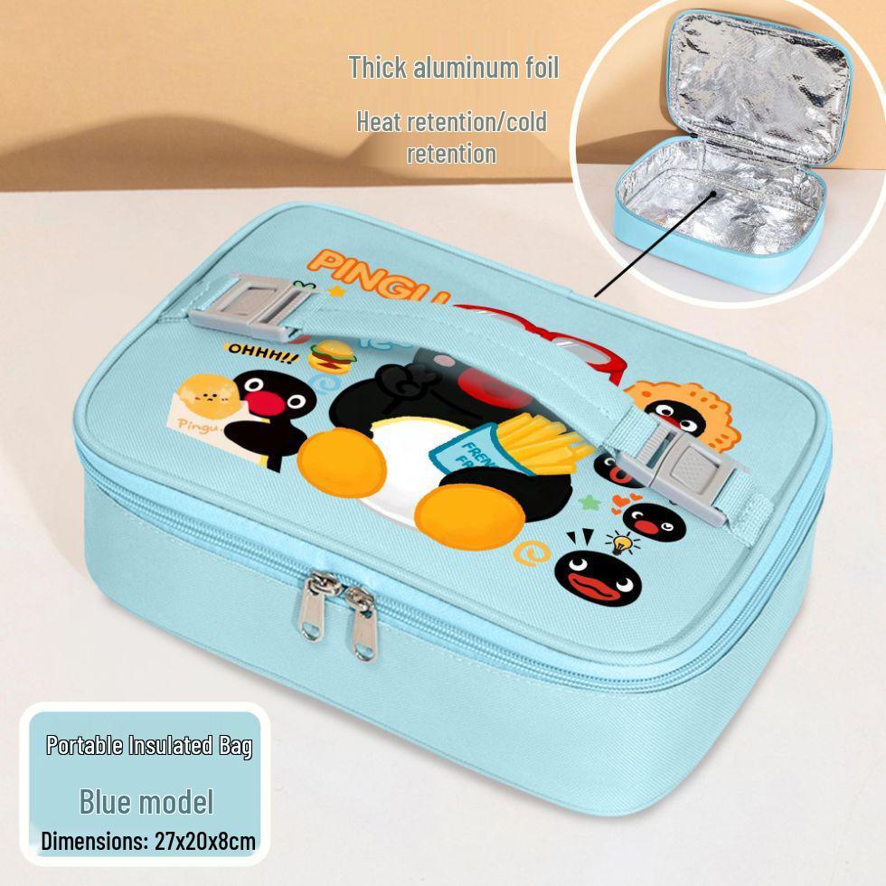 Borsa termica per il pranzo Pingu il pinguino - Universale, Ispessita, Portatile, Ideale per Studenti e Pasti di Lavoro, Ottima Opzione Regalo