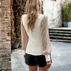 Womens Long Sleeve Tops Mock Neck Sequins Puff Sleeve Patchwork Blouses Solid Color Slim Fit Casual T Shirts