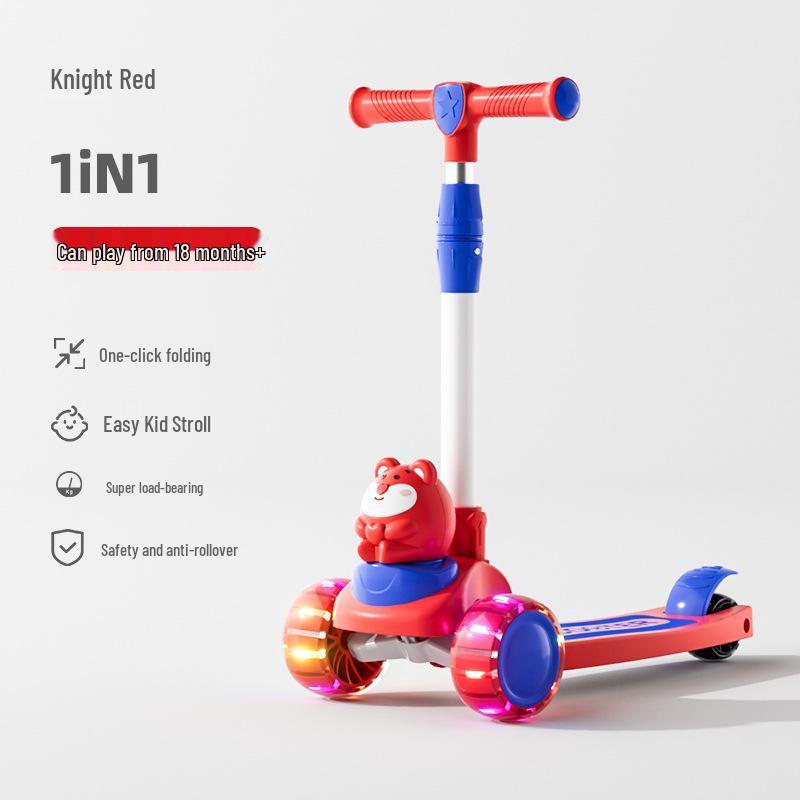 3-in-1 Children's Scooter for Ages 1-10: Sit or Ride for Girls & Boys