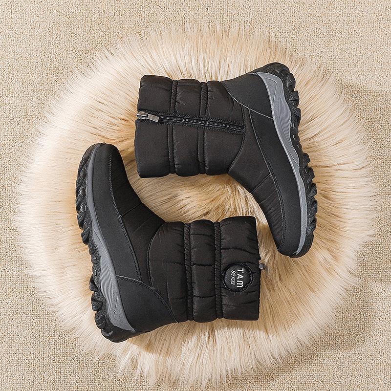 Women's winter fur one thickened padded waterproof comfortable warm anti cold lightweight hiking waterproof non-slip thick sole mid-calf snow boots