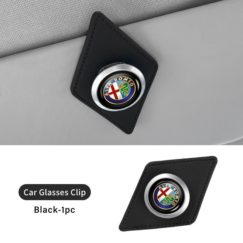 CURN4 Leather Car Glasses Holder Sun Visor Clip Card Ticket Organizer For Alfa Romeo 159 Giulietta 156 147 Giulia Mito GT Stelvio