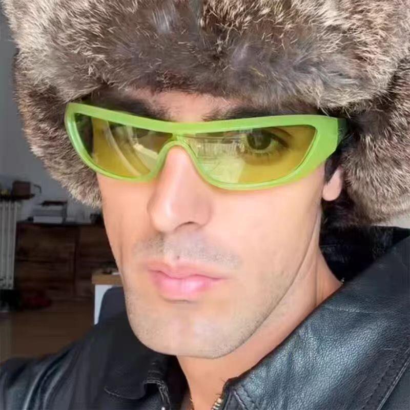 Futuristic One-Piece Mirror Personalized Sunglasses Women Men   Steampunk Goggles Rave Party Glasses Uv400