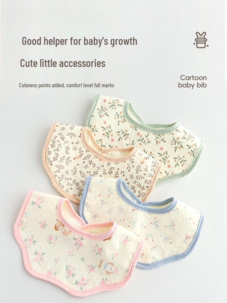 Waterproof Baby Bib, Pure Cotton, Breathable, Anti-Spit Up, Bean Pattern, Newborn Neck Gaiter