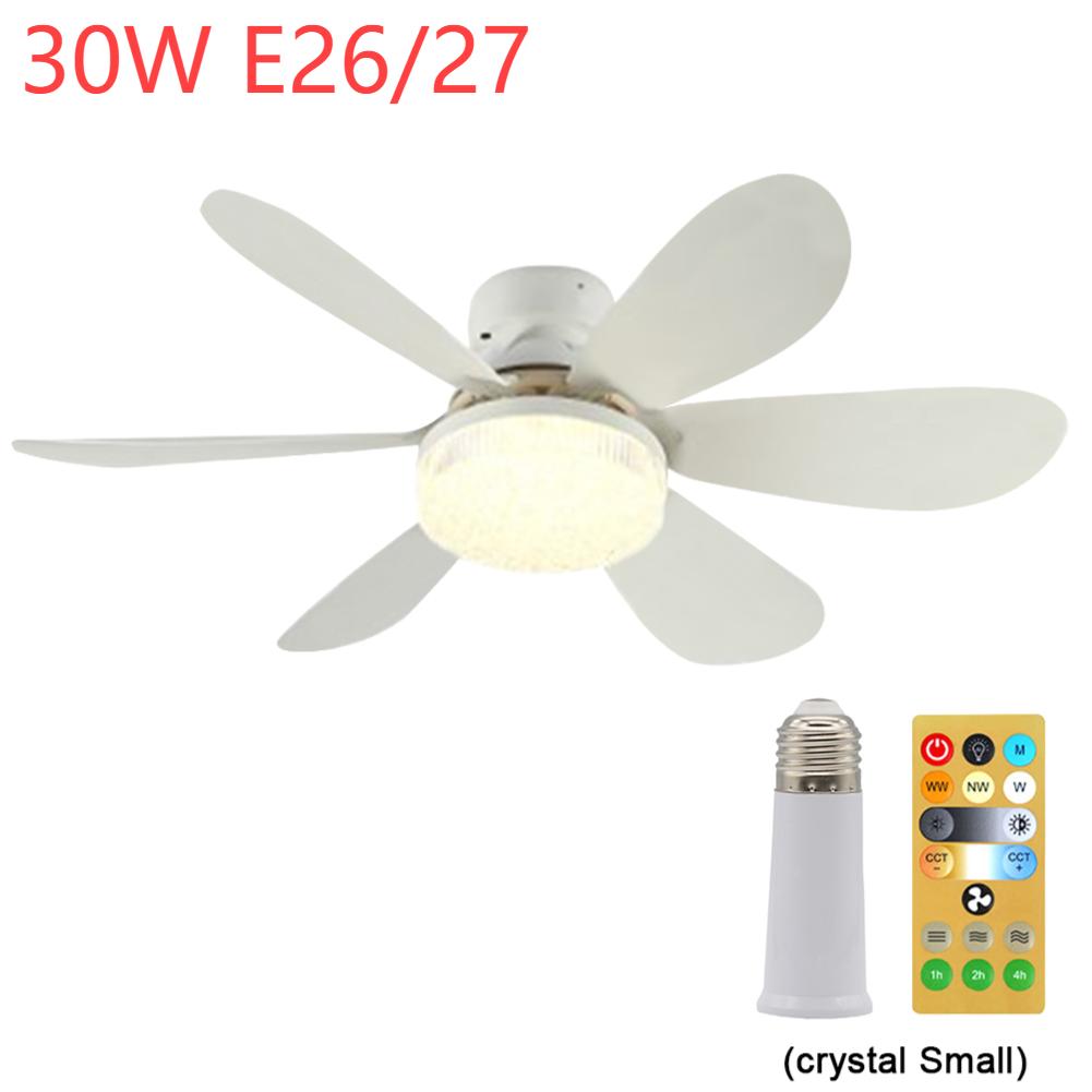E26/E27 Fan LED Light Ceiling Fans with Lamp and Remote 30/40W Light Bulb Fan Dimmable Timed for Bedroom Kitchen Living Room