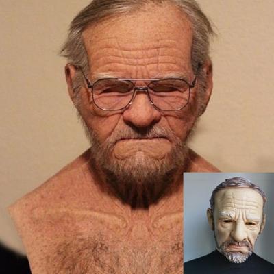 Halloween Mask Simulation Face Young Face Wig Latex Old Man Headgear Explosion Mask